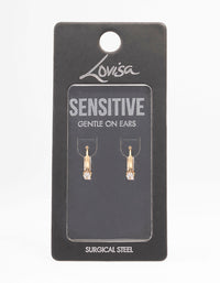 Gold Plated Surgical Steel Marquise Cubic Zirconia Huggie Earrings - link has visual effect only