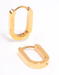 Gold Plated Surgical Steel Small Rectangle Huggie Earrings - link has visual effect only