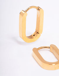 Gold Plated Surgical Steel Small Rectangle Huggie Earrings - link has visual effect only