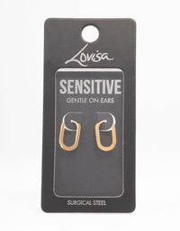 Gold Plated Surgical Steel Small Rectangle Huggie Earrings - link has visual effect only