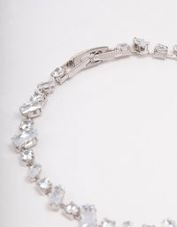 Rhodium Cubic Zirconia Rectangle & Square Stone Bracelet - link has visual effect only