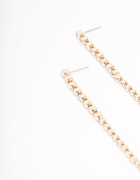 Gold Round Diamante Cup Chain Drop Earrings - link has visual effect only