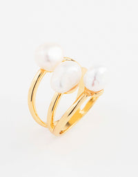 Gold Plated Triple Pear Cluster Ring - link has visual effect only