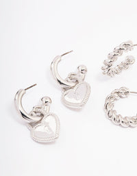 Rhodium Mixed Hoop Earrings 3-Pack - link has visual effect only