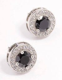 Rhodium Pave Circle Stud Earrings - link has visual effect only