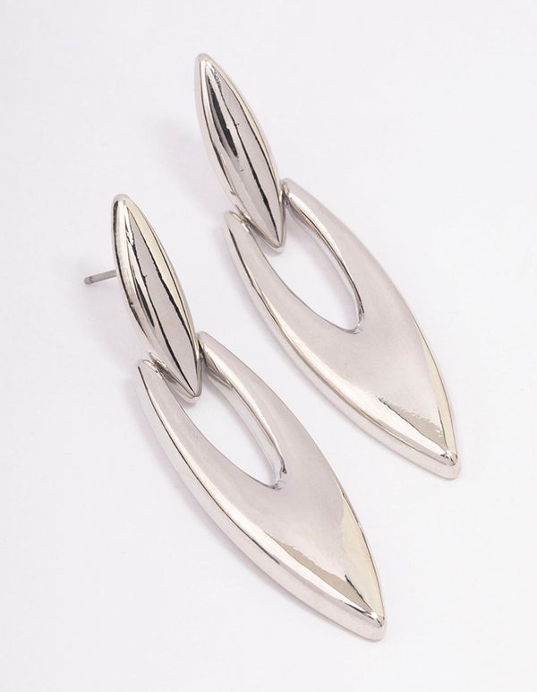 Rhodium Fine Pointed Drop Earrings