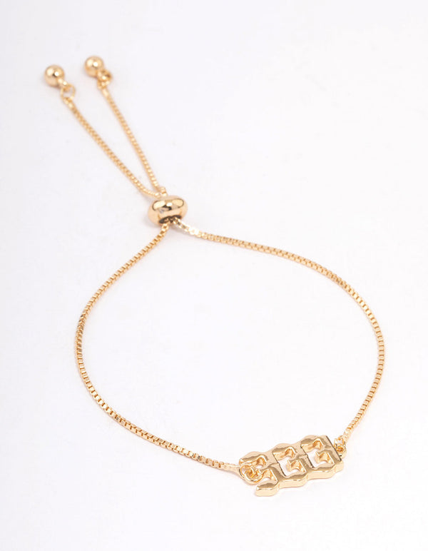 Gold Plated 333 Angel Number Bracelet