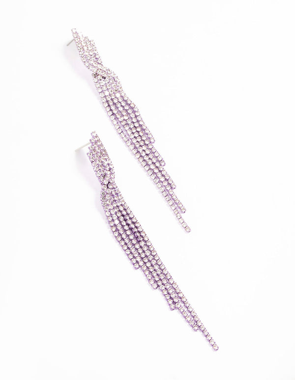 Lilac Layered Strand Twisted Drop Earrings