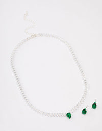 Silver Emerald Navette Jewellery Set - link has visual effect only