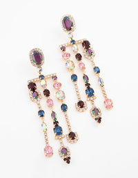 Gold Mixed Triple Stone Drop Earrings - link has visual effect only