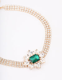 Gold Cup Chain Emerald Choker - link has visual effect only