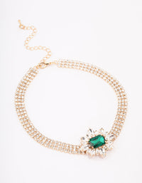 Gold Cup Chain Emerald Choker - link has visual effect only