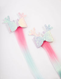 Kids Faux Hair Rainbow Reindeer Hair Clips - link has visual effect only