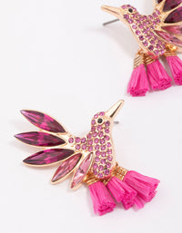 Pink & Gold Hummingbird Stud Earrings - link has visual effect only