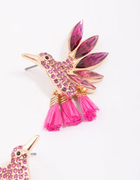 Pink & Gold Hummingbird Stud Earrings - link has visual effect only