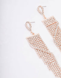 Rose Gold Wrapped Diamante Cup Chain Drop Earrings - link has visual effect only