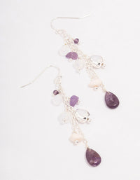 Silver Purple Fluorite Tassel Drop Earrings - link has visual effect only