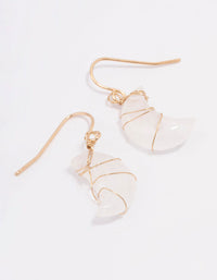 Gold Clear Quartz Moon Drop Earrings - link has visual effect only