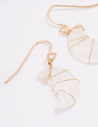 Gold Clear Quartz Moon Drop Earrings - link has visual effect only