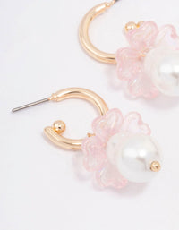 Gold Mushroom Pearl Drop Huggie Earrings - link has visual effect only