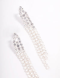 Silver Plated Brass  Triangular Cubic Zirconia Cup Chain Drop Earrings - link has visual effect only