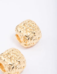 Gold Plated Brass Molten Square Huggie Earrings - link has visual effect only