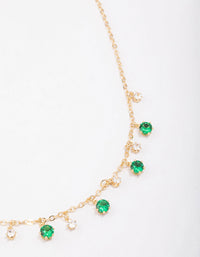 Gold Plated Brass Alternating Cubic Zirconia Droplet Pendant Necklace - link has visual effect only