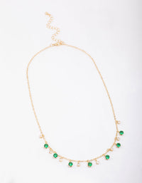 Gold Plated Brass Alternating Cubic Zirconia Droplet Pendant Necklace - link has visual effect only