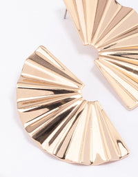 Gold Wavy Crinkle Half Stud Earrings - link has visual effect only