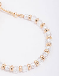 Gold Mixed Pearl & Facet Toggle Bracelet - link has visual effect only