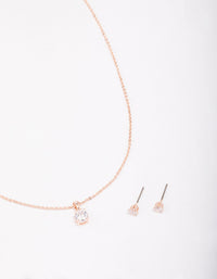 Rose Gold Round Solitaire Crystal Jewellery Set - link has visual effect only