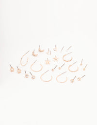 Rose Gold Celestial Heart Earring 12-Pack - link has visual effect only