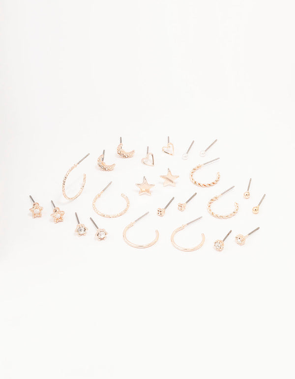 Rose Gold Celestial Heart Earring 12-Pack