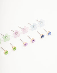 Gold Flower Stud Earring 8-Pack - link has visual effect only