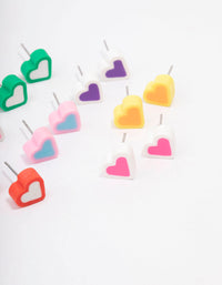 Rhodium Rubber Heart Stud Earring 8-Pack - link has visual effect only