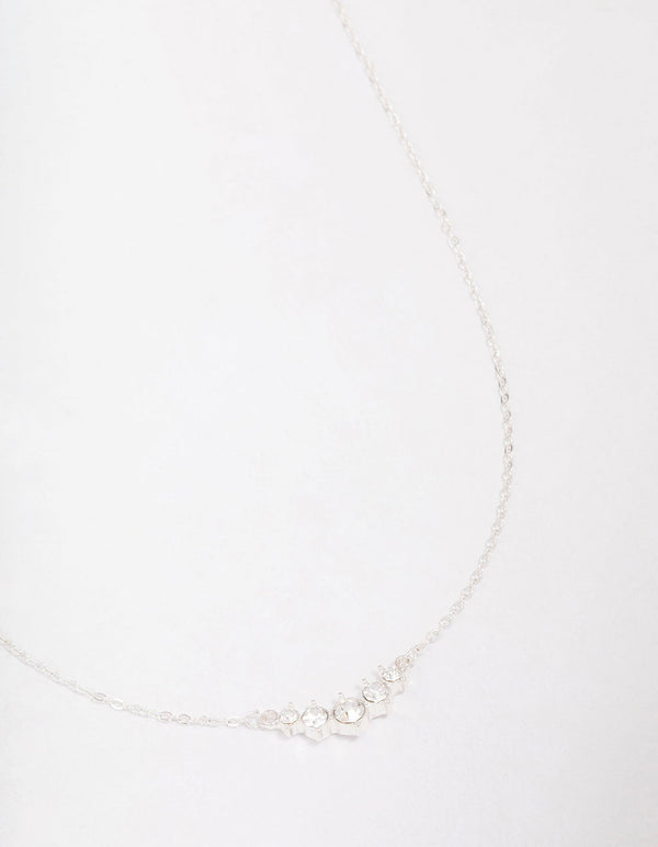 Silver Graduating Diamante Chain Necklace