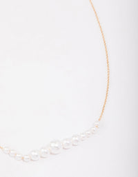 Gold Graduating Pearl Short Necklace - link has visual effect only