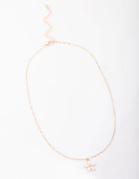 Gold Pearl Flower Short Necklace - link has visual effect only