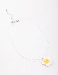 Silver Rope Diamante Frangipani Short Necklace - link has visual effect only