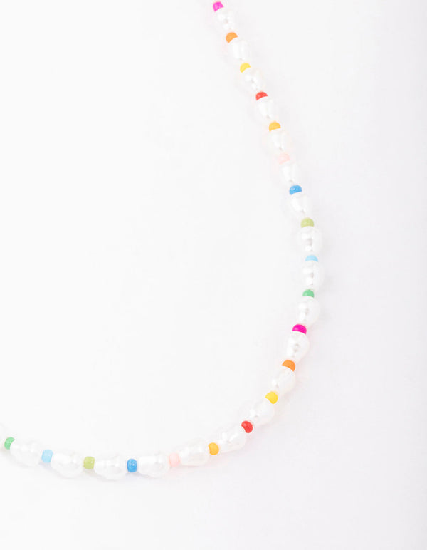 Beaded Pearl Short Necklace