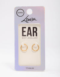 Gold Plated Titanium Sleeper Earrings 10mm - link has visual effect only