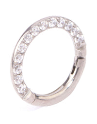 Titanium Cubic Zirconia Clicker Ring 7mm - link has visual effect only