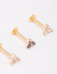 Gold Plated Surgical Steel Triangular Flat Back 3-Pack - link has visual effect only