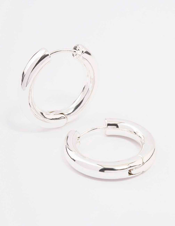 Silver Plain Clicker Hoop Earrings