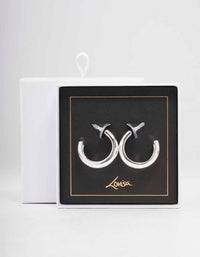 Silver Plain C-Shape Hoop Earrings - link has visual effect only