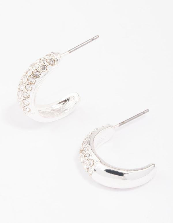 Sterling silver pave hot sale hoop earrings