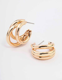 Gold Triple Illusion Hoop Earrings - link has visual effect only