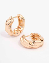 Gold Chunky Twisted Huggie Earrings - link has visual effect only