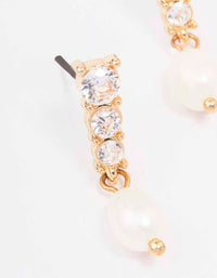 Gold Cupchain Pearl Drop Earrings - link has visual effect only