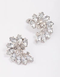 Rhodium Fan Marquise Diamante Stud Earrings - link has visual effect only